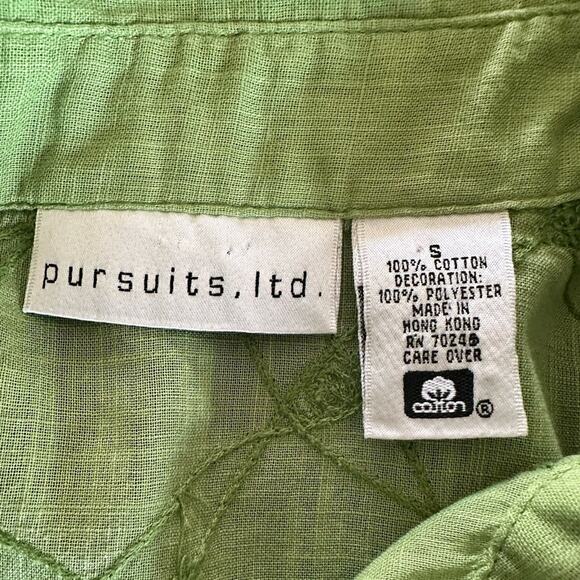 Pursuits, Ltd. size‎ Small Women’s Green 3/4 Sleeve Button Up Shirt - Picture 3 of 6